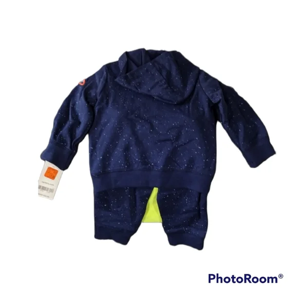Carter's boys 6 mo sweat suit outfit set  hoodie pants onesie space neon navy - Picture 2 of 3